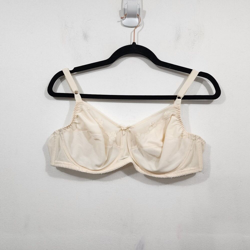 Bali Flower Comfort U Back Bra Ivory Underwire #0180 Sheer Mesh 42B